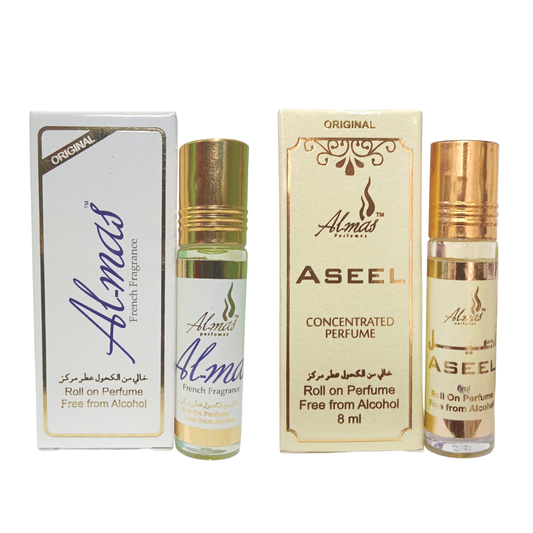 Almas Attar Aseel & Original Almas 8ml (pack of 2)