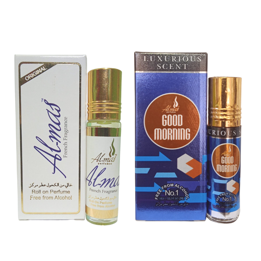 Almas Attar Good Morning & Orginal Almas 8ml (pack of 2)