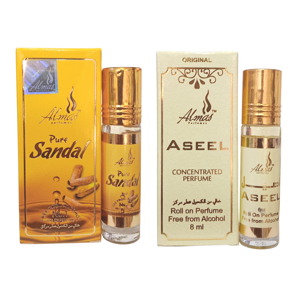 Almas Attar Sandal & Aseel 8ml (Pack Of 2)