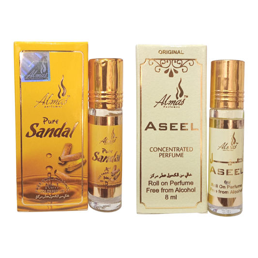 Almas Attar Sandal & Aseel 8ml (Pack Of 2)