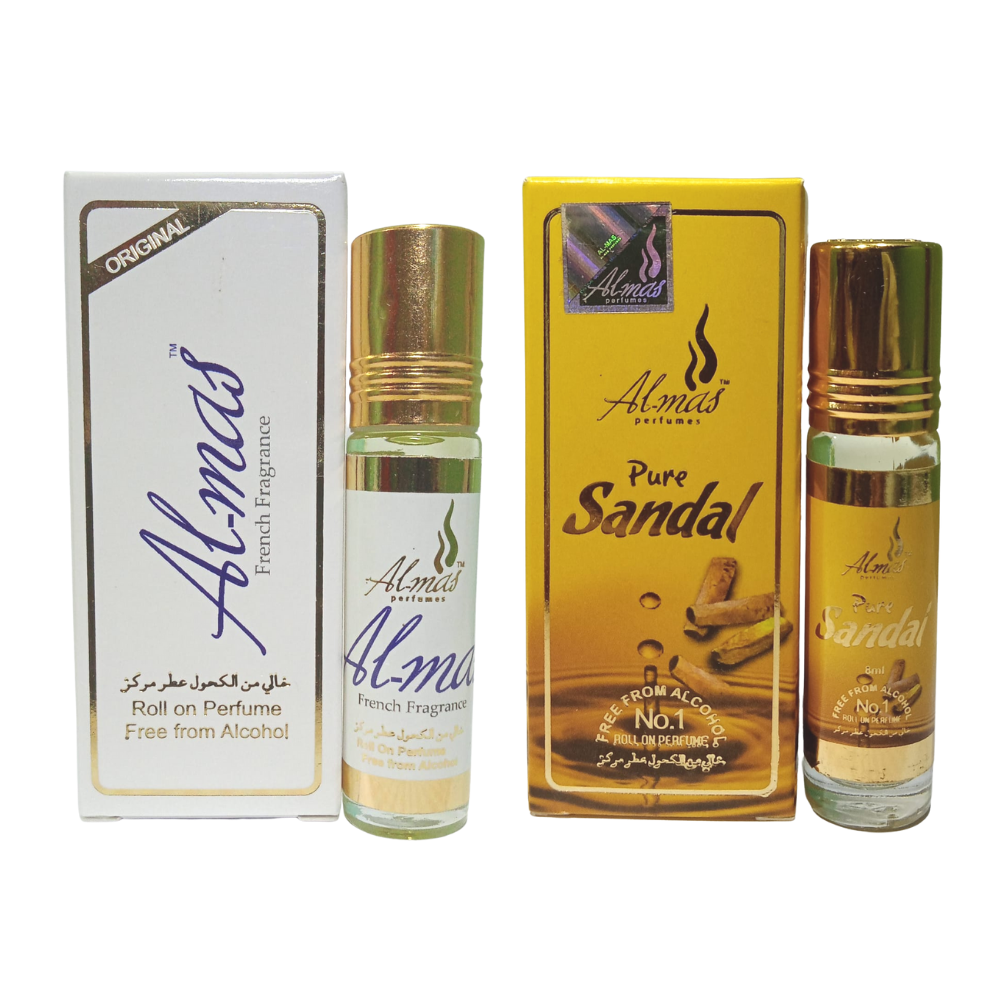 Almas Attar Sandal & Orginal Almas 8ml (pack of 2)