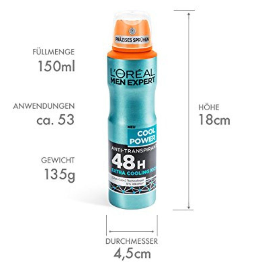 L'Oréal Paris Men Expert Cool Power Ice Effect 48H Anti-Perspirant Deodorant Spray - 250ml
