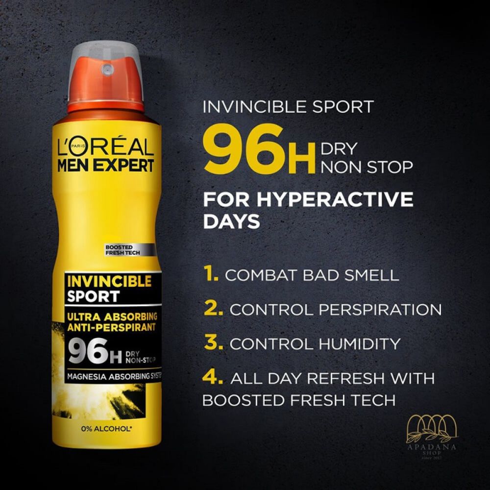 L'Oréal Men Expert Invincible Sport 96H Anti-perspirant Deodorant Spray - 250ml