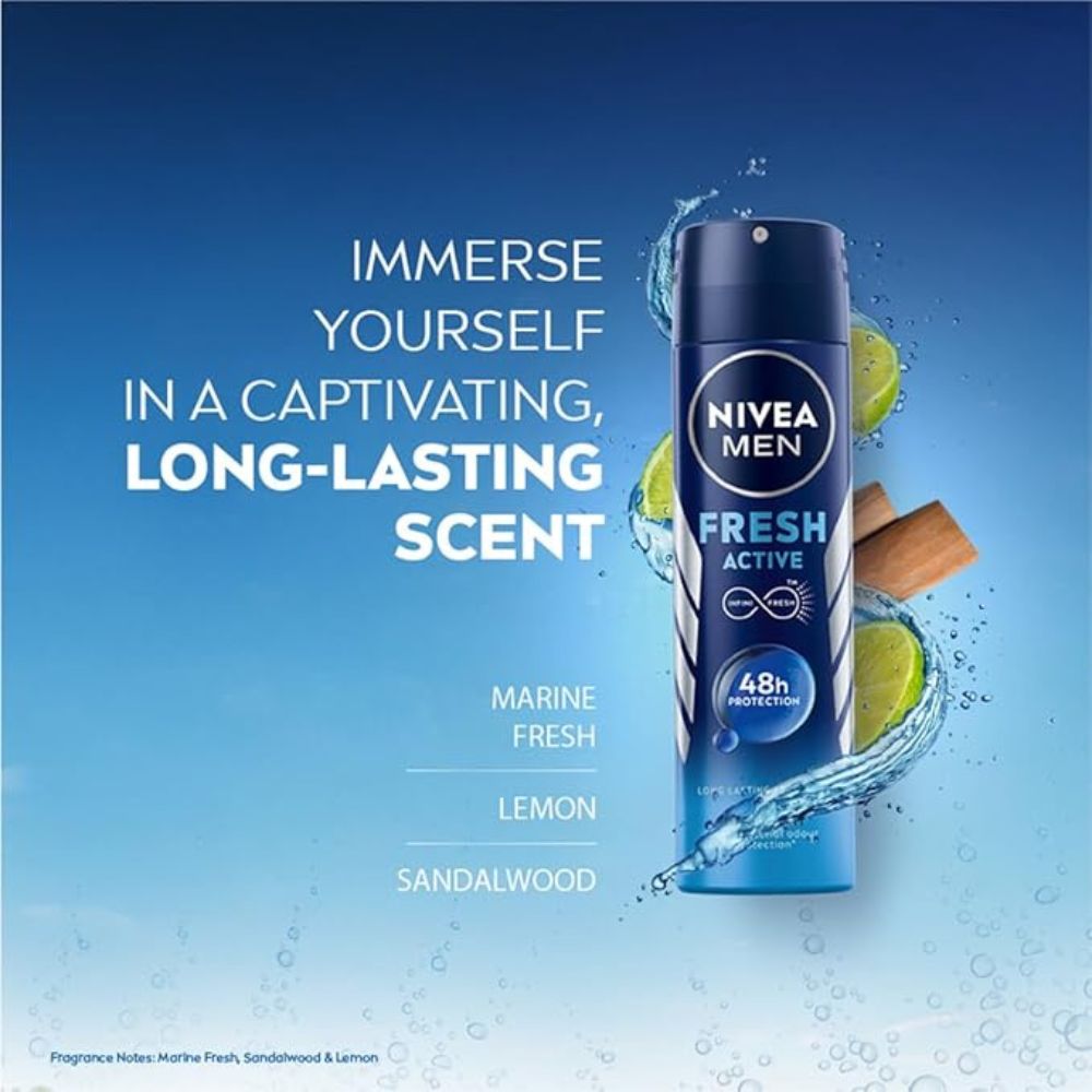 Nivea Men Fresh Active 48H Deodorant Spray - 150ml