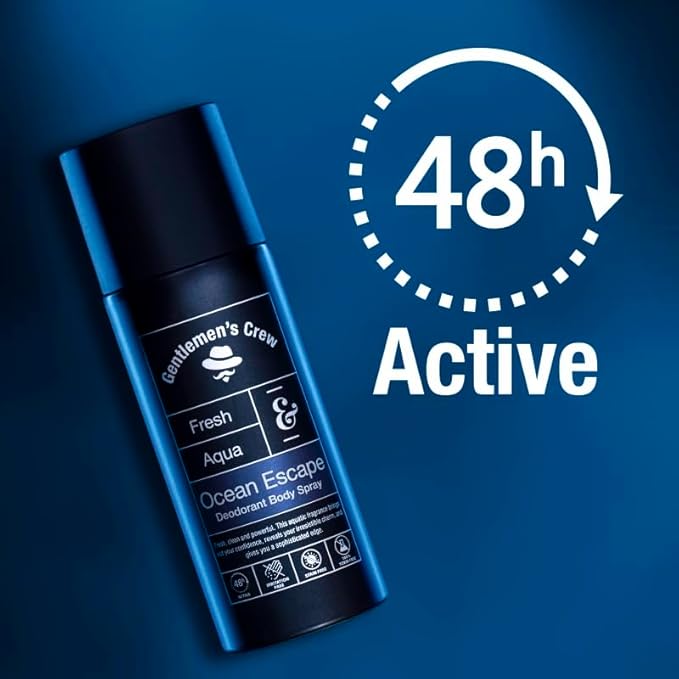 Gentlemen's Crew Ocean Escape Body Spray, 150ml | Pack of 1 | Deodorant for Men | 48 hrs. Freshness | Long Lasting | Anti-Microbial | Irritation & Stain Free