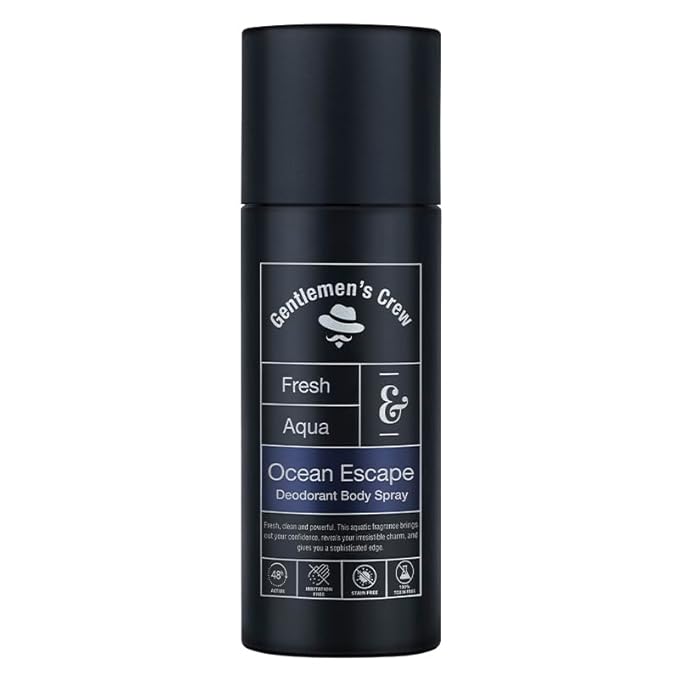 Gentlemen's Crew Ocean Escape Body Spray, 150ml | Pack of 1 | Deodorant for Men | 48 hrs. Freshness | Long Lasting | Anti-Microbial | Irritation & Stain Free